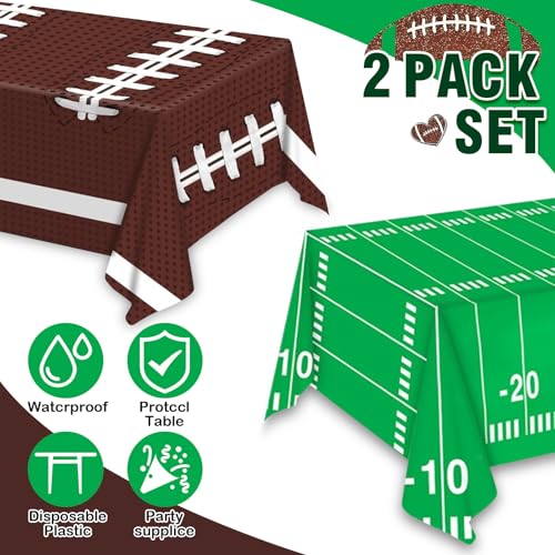 Football Party Decorations Disposable Tablecloth Plastic Touchdown Table Cover for Super Bowl Football Birthday Party Decorations and Games Tailgate Decorations 54 X 108Inch, 2 Pack - Image 5