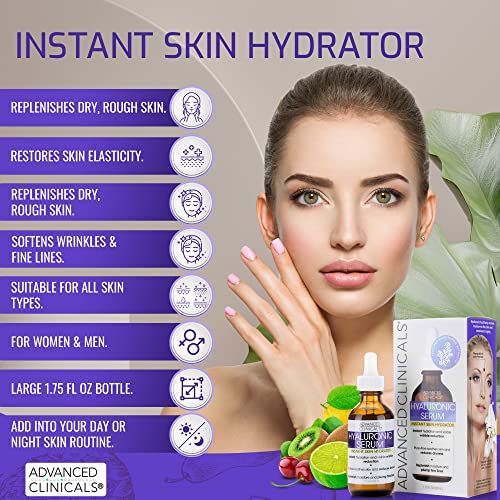 Advanced Clinicals Hyaluronic Acid Face Serum Skin Care Facial Moisturizer To Restore Skin, Anti Aging Serum For Face, Wrinkles, Dark Spots, Fine Lines, & Dry Skin, 1.75 Fl Oz #TOP4