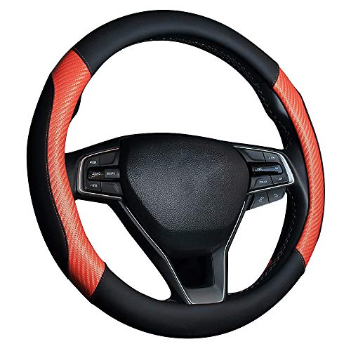 FREESOO Funda Volante Coche Cubierta de Volante de Cuero de Microfibra Antideslizante Suave Universal 37-38 cm Automóvil Adecuado para Todas las Estaciones Elegante