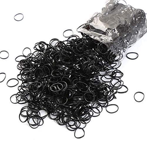 2000 Pieces Multi-color Rubber Bands Hair Bands Hair Ties Elastic for Baby Girls Kids Women Wedding Hairstyle (black)