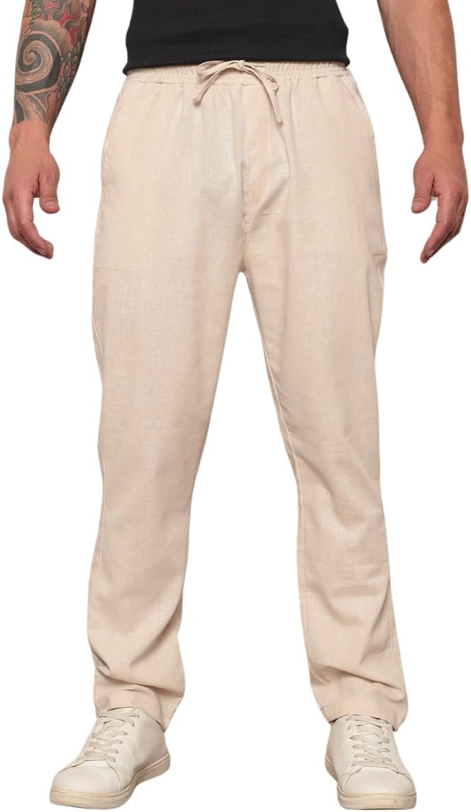 Calça Masculina em Linho Casual Social Homem Slim Festa