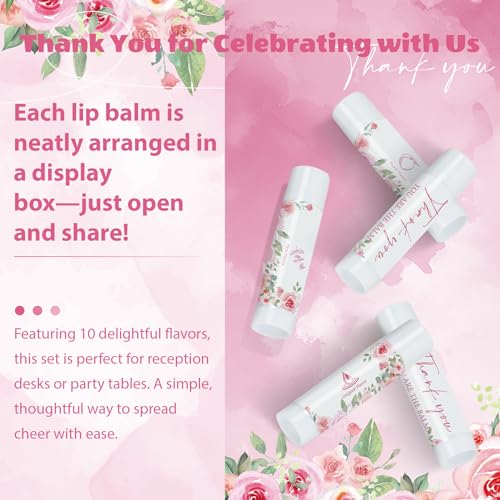 Image of 50 Pack Moisturizing Lip Balms in Bulk Pink Floral Flower Wedding Gifts Reception Ideas It's a Girl Baby Shower Party Favors Thank You For Celebrating With Us Return Gift You Are The Balm