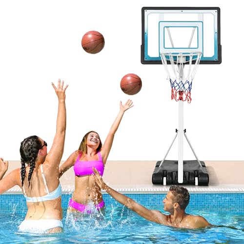 DWVO Pool Basketball Hoops, Swimming Poolside Basketball Goal, Portable Basketball Hoop Outdoor
