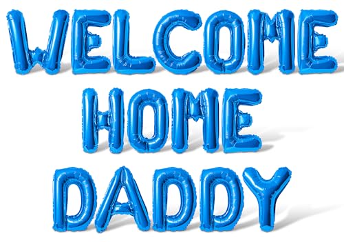 Ballons Welcome Home Daddy bleus pour des retrouvailles touchantes