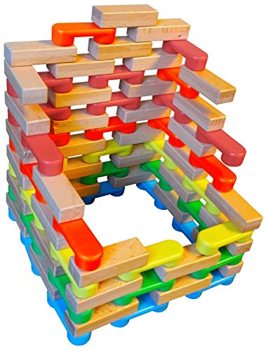 Magz Combo Bricks 80 Magnetic Building Blocks consisting of 40 Standard Bricks and 40 Wooden Bricks