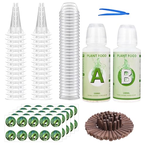 127 Pcs Hydroponisches Anzuchtsystem Zubehör, Ersatz-Wachstumsschwämme, 50 Ersatz Zuchtschwämme, 50 Etiketten, 12 Isolierenden Deckeln, 12 Pflanzenkorb, 1 Pinzette, a&b Solid Nutrient Plant Foods
