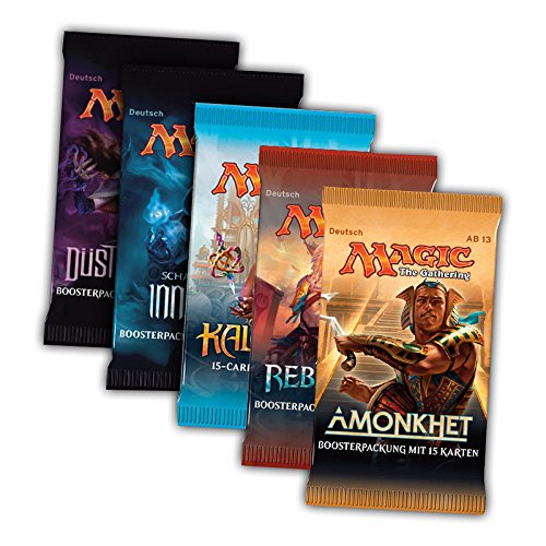 Magic The Gathering MTG Welcome Geschenk Set - 5X Booster Pack Amonkhet Aether Revolt Kaladesh Düstermond und Schatten über Innistrad - Deutsch