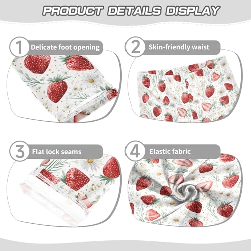 Girls' Athletic Leggings Ankle Length Yoga Dance Pants Kids Teen 4T Strawberry Flower3