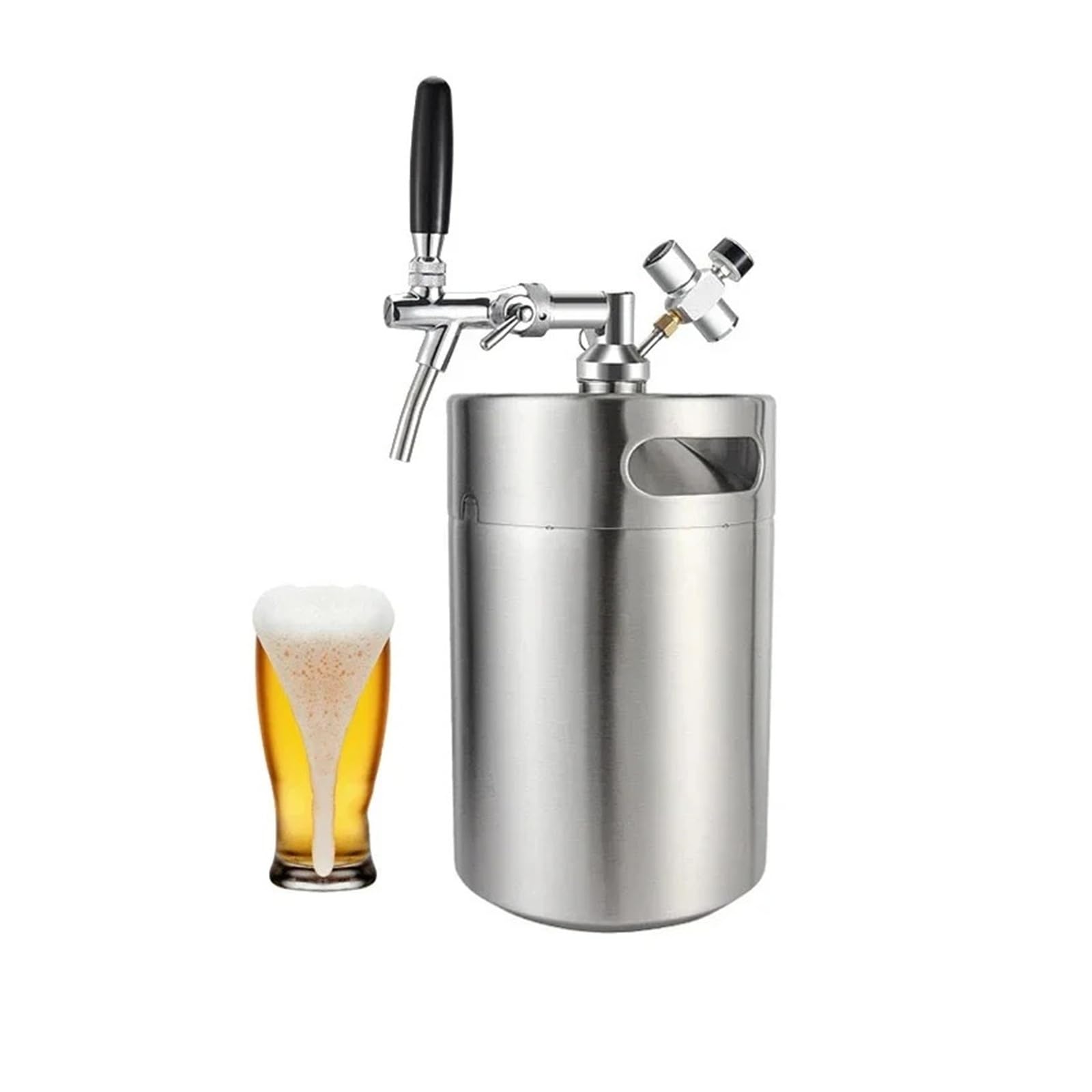 Kit de mini barril para elaboración casera de cerveza (barril de cerveza de 5 l, grifo ajustable, cargador de CO2 de 60 psi y lanza para barril de cerveza), desodorante para cerveza, accesorios par