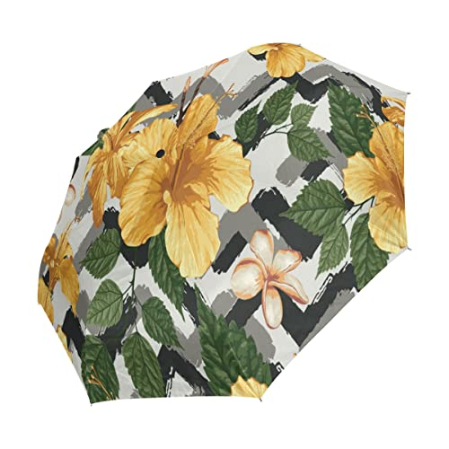 Parapluie automatique de voyage compact contre la pluie et les UV à rayures