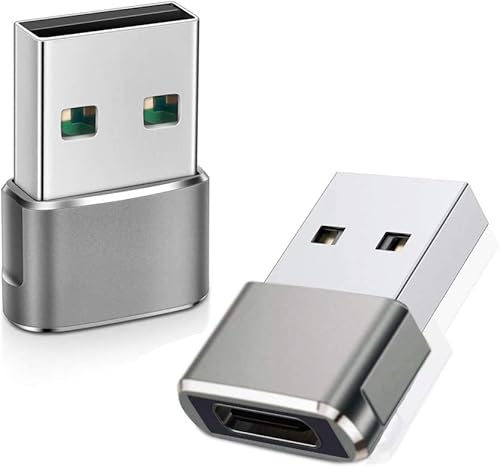 Adaptador USB C hembra a USB macho, 2 unidades, convertidor de cargador tipo C a USB A compatible con iPhone 1514131211 Pro Max XR, Apple Watch