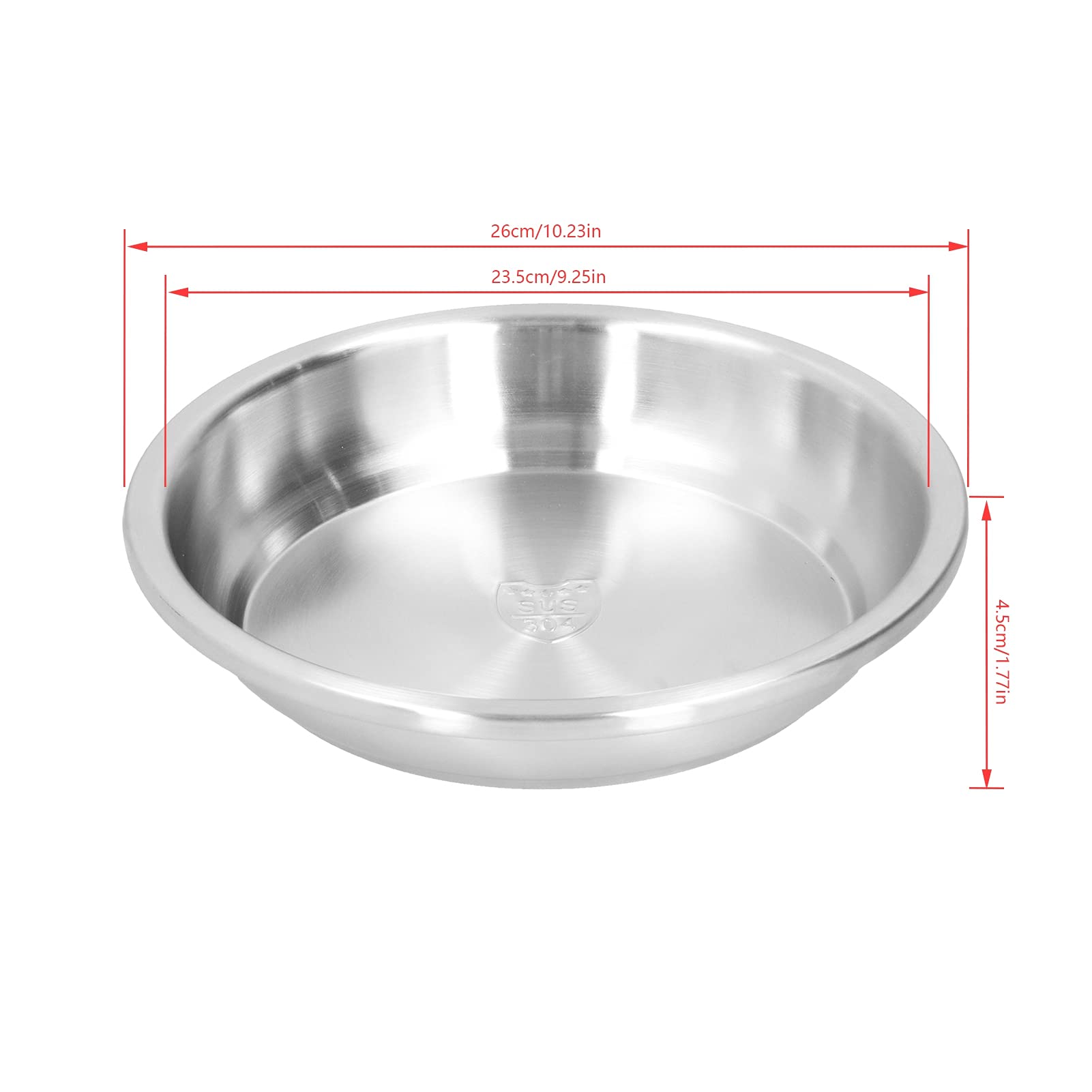 BORDSTRACT Piatti da Portata In Acciaio Inox, Piatti Rotondi Grandi e Resistenti, Ciotole Profonde per Minestra, Insalata, Antipasti, Dessert, Cibo da Campeggio, Cucina e Casa(26cm)