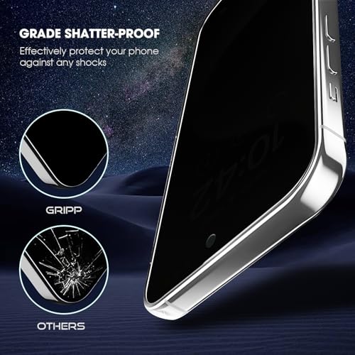 Image of GRIPP Privacy Tempered Glass Screen Protector for iPhone 15 (6.1 inch), 2-Way Anti-Spy Protection, 2.5D Round Edges, Scratch-Resistant, 9H Hardness, Bubble Free