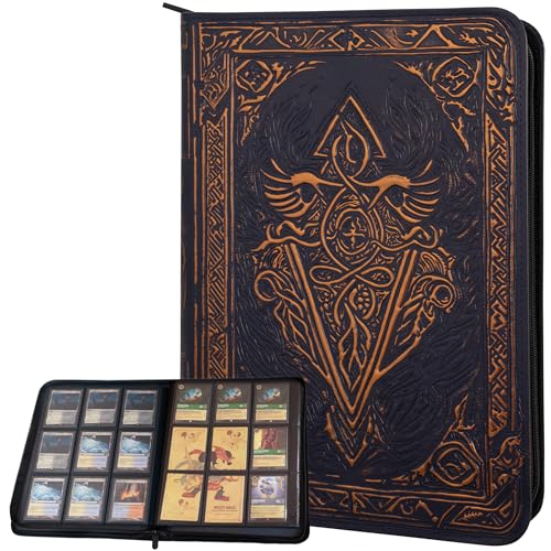 Classeur Carte à Collectionner - Card Binder Album/Portfolio 9 Pochettes/Range Carte pour TCG/Reliure Latérale 360 Cartes en Cuir PU 3D Pour MTG, Disney Lorcana, Magic...
