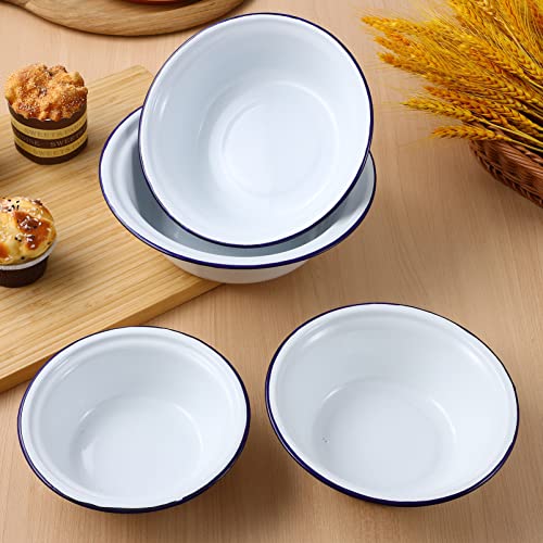 Kichvoe 82614HX299GOGJNMKAYNL5 Enamel Bowl Set 4Pcs Enamel Mixing Bowls Vintage Metal Nesting Bowls Old-Fashioned Enamelware Basin Enameled Bowl thumb #2
