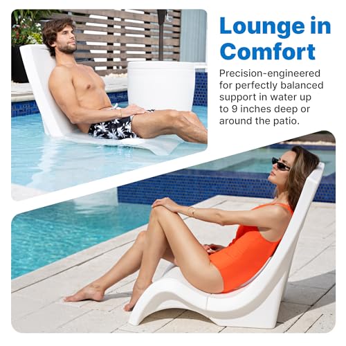 Image of Step2 Vero Pool Chair, Fade-Resistant, Waterproof Patio Furniture for Sun Shelf, Use in Pools up to 9-Inches of Water, Weighted, White