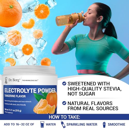 Image of Dr. Berg Zero Sugar Hydration Keto Electrolyte Powder - Enhanced w / 1000 mg of Potassium & Real Pink Himalayan Salt (NOT Table Salt) - Tangerine Flavor Hydration Drink Mix Supplement - 50 Servings