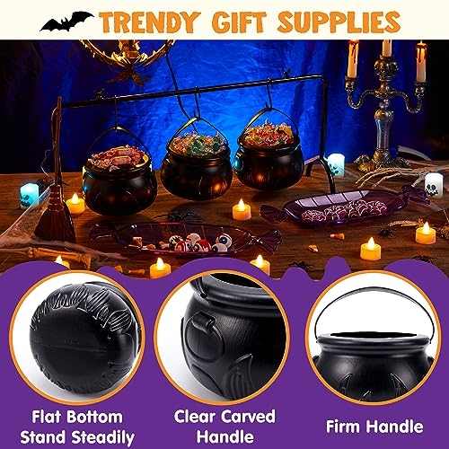 Joyin 15593 3 Witches Cauldron Serving Bowls, 2 Purple Candy Discs, A Black Metal Shelf With 3 Hooks, 6 Pcs Halloween Party Decoration Set Black Plastic Candy Bucket Cauldron Bowls thumb #2