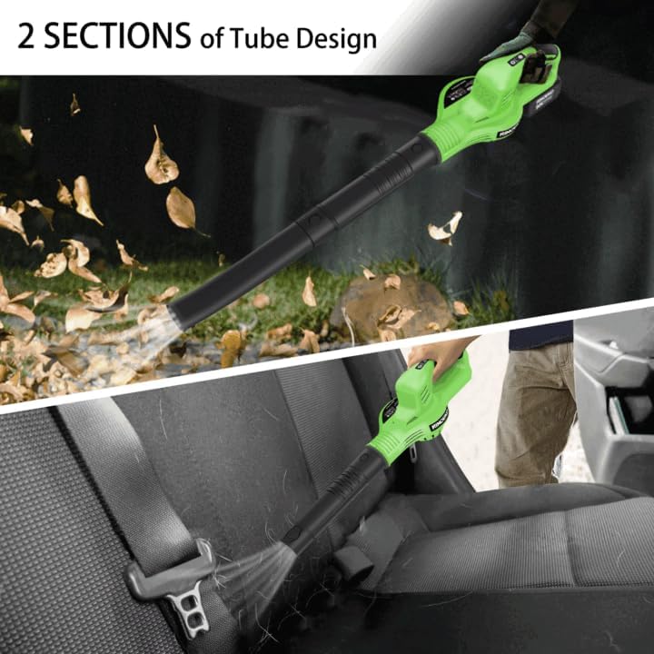 Miniatura 4 de Soplador de hojas eléctrico inalámbrico de 150 MPH con batería de 4.0 Ah y cargador - 2 modos de velocidad para el cuidado del patio, patio y césped