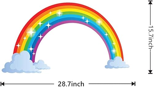 Miniatura 2 de Calcomanías de pared de arco iris con nubes, calcomanías de pared extraíbles para niños, guardería, dormitorio, sala de estar, decoración de pared,