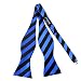 Mens Self Bow Tie Black and Blue Stripe Jacquard Woven Silk Bow Ties