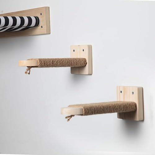 Miniatura 6 de AntFort Paquete de 2 estantes para escaleras de escalada para gatos montados en la pared, escalera para gatos con cuerda de sisal para rascar para