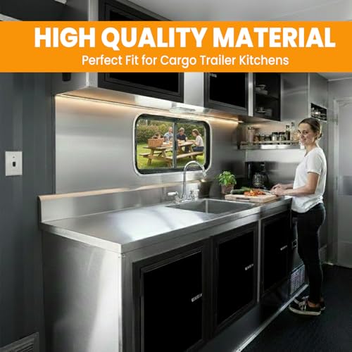 Food Trailer Cabinet Doors Aluminium Welded Frame – 0.080 Polycore Lightweight Dent Resistant Kitchen Door – Cabinet Door Replacement for RV Concession - Custom - Thumbnail 3