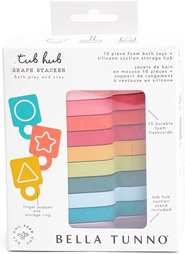 Miniatura 6 de Bella Tunno Cubo de bañera  10 piezas de juguetes de baño de espuma suave no tóxica para bebés y soporte de almacenamiento de succión de silicona