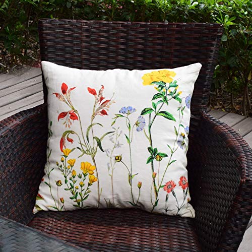 Whoyun Decorative Spring Farmhouse Throw Pillow Covers Home Decor Pillowcases Floral Linen Soft Cushion Cover 18 x 18