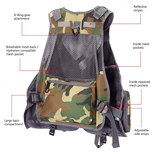 Image of BASSDASH Strap Fishing Vest Adjustable for Men and Women, for Fly Bass Fishing and Outdoor Activities