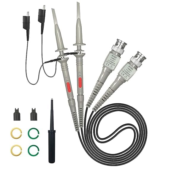 Yellow Tommy P6100 Oscilloscope Probe | 100MHz Bandwidth, 600V Max, Switchable 10:1 & 1:1 Attenuation | High Sensitivity Clip Probe for Electronics Testing & Signal Debugging-image-26