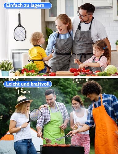 YISSVIC Elektrische Fliegenklatsche extra stark 4000 V mit LED Beleuchtung und Akku Aufladbar Schwarz