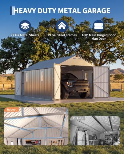 Image of GarveeLife 12x20 ft Metal Carport with Sidewall and Hinged Door