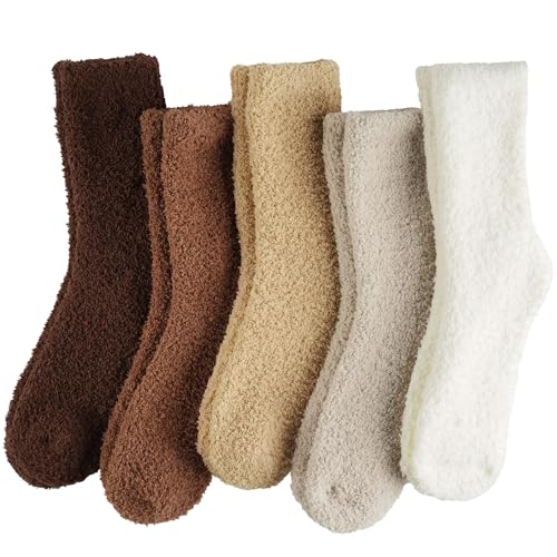 ILovDaisy Calcetines esponjosos para mujer y niña, calcetines de cama cálidos de 5/6 pares, calcetines térmicos acogedores de invierno para mujer, calcetines gruesos de forro polar para Navidad, San