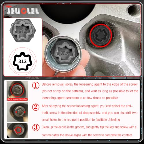 Image of 312 Wheel Locking Nut Key for Mercedes Benz, Lug Nut Removal Tool
