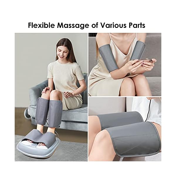Fußmassagegerät Elektrisch，2 in 1 Beinmassagegerät mit Wärmefunktion zur Förderung der Durchblutung，6 Massage Modi und 3… – Bild 8