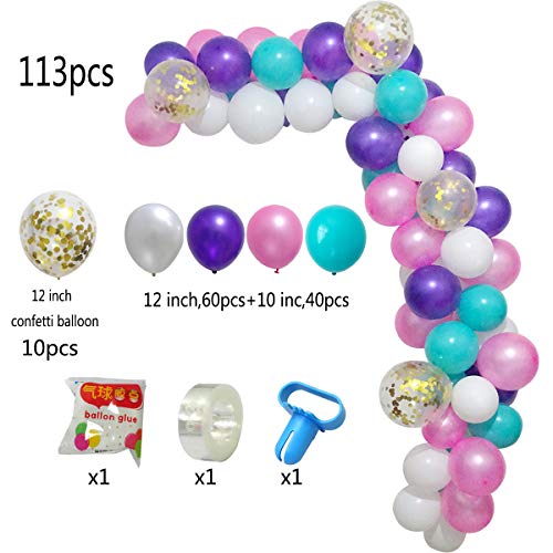Ipalmay - Kit de guirnalda de globos de 16 pies, 113 piezas de globos de arco, decoración de fondo, ideal para bodas, cumpleaños, baby shower, decoración de fiesta de novia Blue&Pink
