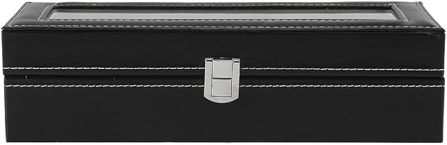 fuwinkr Black PU Leather Watch Case, Watch Storage Box, Durable Luxury for Watch Display for Jewelry Display