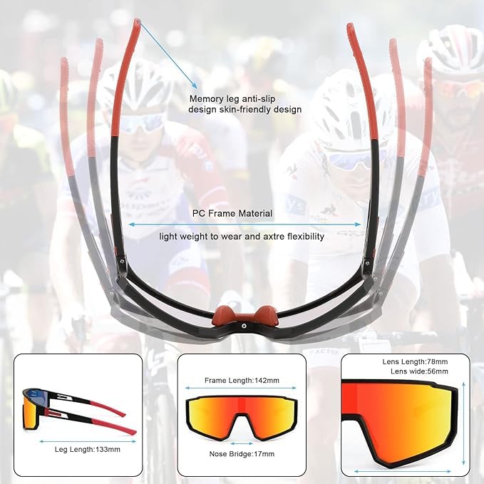 Image of MAXO POLARIZED Sports Sunglasses for Cricket Cycling Riding Biking Night Driving - Lightweight UV400 Protected Anti Glare Branded Goggles for Men - Stylish Mirrored Performance Shades