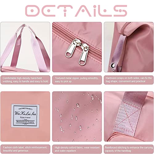 AYWVRBST King Large Capacity Folding Travel Bag,Gift,Dry and Wet Separation Multifunctional Sports Shoulder Bag, Foldable (Pink)4