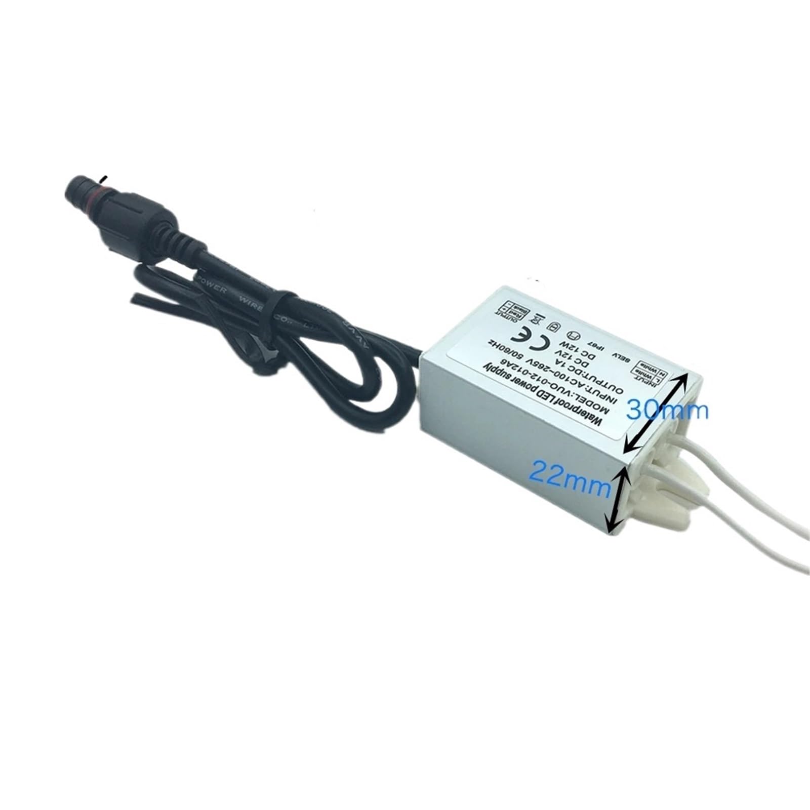 Sterownik LED do wewnątrz/na zewnątrz, 12 W, 20 W, zasilacz AC 100-265 V, oświetlenie LED, wodoodporny sterownik IP67 do LED (12 W)