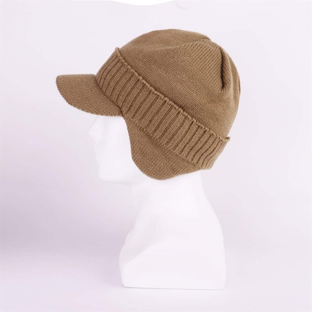 VIDI Outdoor Newsboy Winter Hat Soft Warm Earflapthick Knitted Brim Beanie Daily Cap with Visor