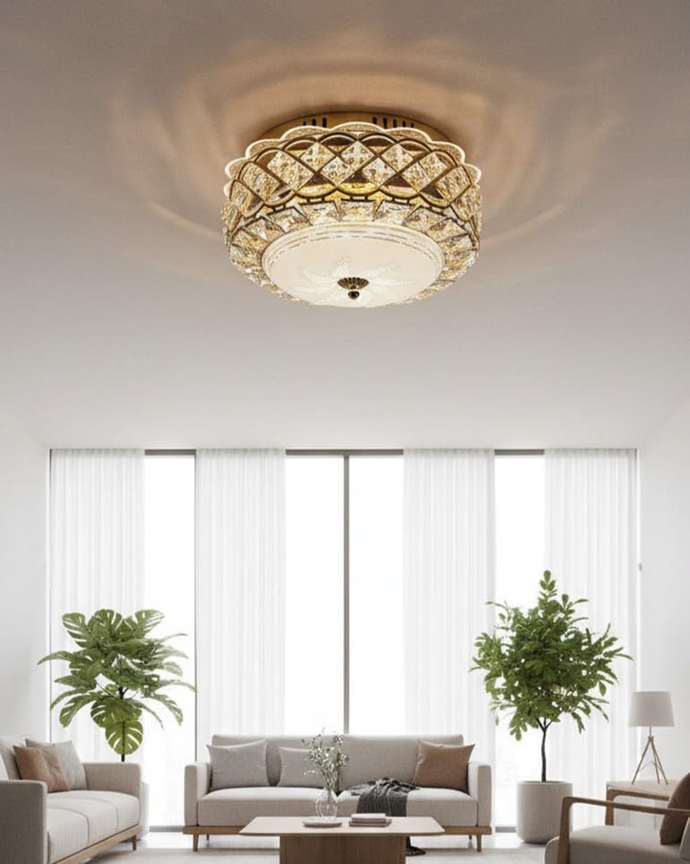 swanart Crystara Crystal Glass LED Ceiling Light with Bluetooth Music 