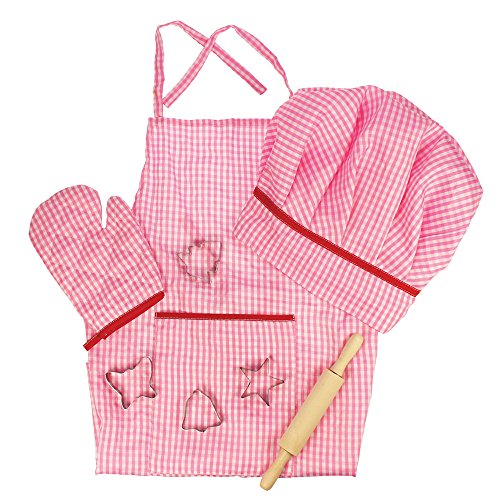 Bigjigs Toys Pink Chef's Dress Up Set with Baking Accessories