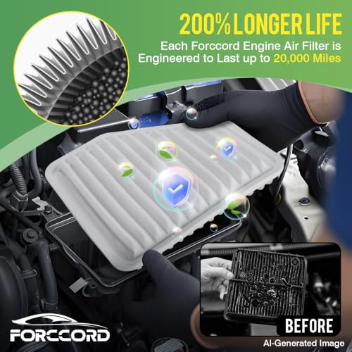 Image of Engine & Cabin Air Filter Fit for 2007-2011 Toyota Camry, 2006-2012 Rav4, 2005-2011 Avalon, 2009-2011 Corolla, 2009-2011 Matrix 2.4L Air Filter Kit Replace#CF10285 CA10169 Car Accessories