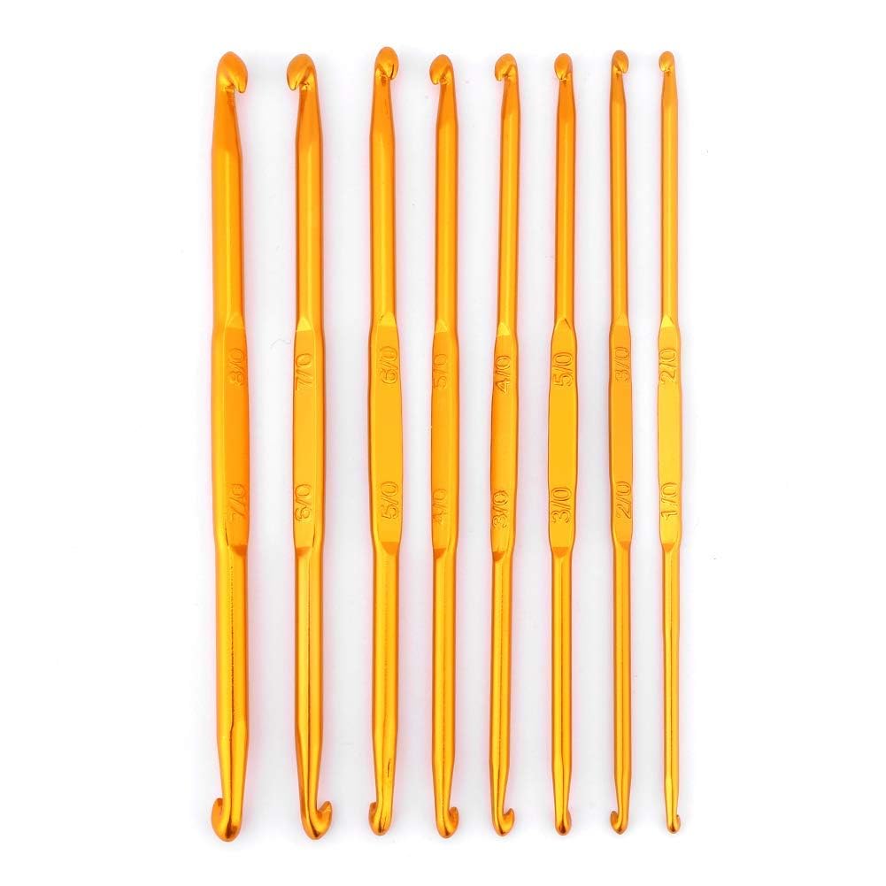 Pssopp Gold Crochet Knitting, 8Pcs Crochet Double Extremite En Alumina Crochet Double End Crochet Double Sided Crochet Set Knitting Needles Weaving Craft