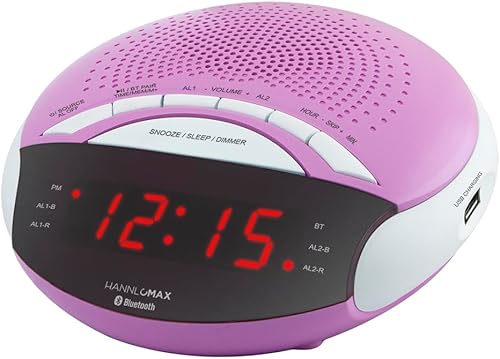 Miniatura 6 de HANNLOMAX HX-139CR Radio despertador, radio FM PLL con estaciones preestablecidas, alarma dual, pantalla LED roja de 0.6 pulgadas, puerto USB para