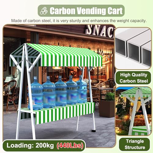 Chariot de vente portable bleu 130cm pour stand de marché en acier - 3