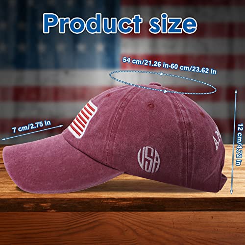 Image of Tarpop 6 Pcs American Flag Baseball Cap 250th Anniversary Tactical American Flag Hats Adjustable Washed Us Cap for Women Men