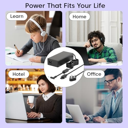 Image of HP 65W AC Blue Pin Laptops Charger Adapter 4.5mm fit for HP Pavilion Black (with 3 pin Power Cable)